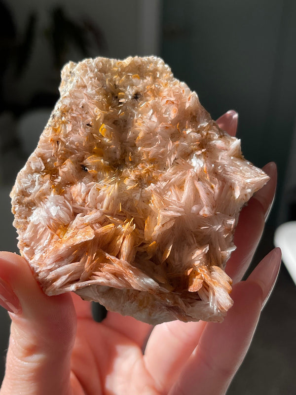 Peach & Maroon hued Barite Cluster from Morocco, Moroccan Barite, Barite Morocco, Peach Crystal, Peach Barite, Red Barite, Pink Barite