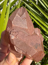 Rare: Triplet DT Scarlet Temple Lemurian cluster from Brazil, Red Lemurian, Lemurian Seed Crystal,Lemurian Cluster,Rare Lemurian,DT Lemurian