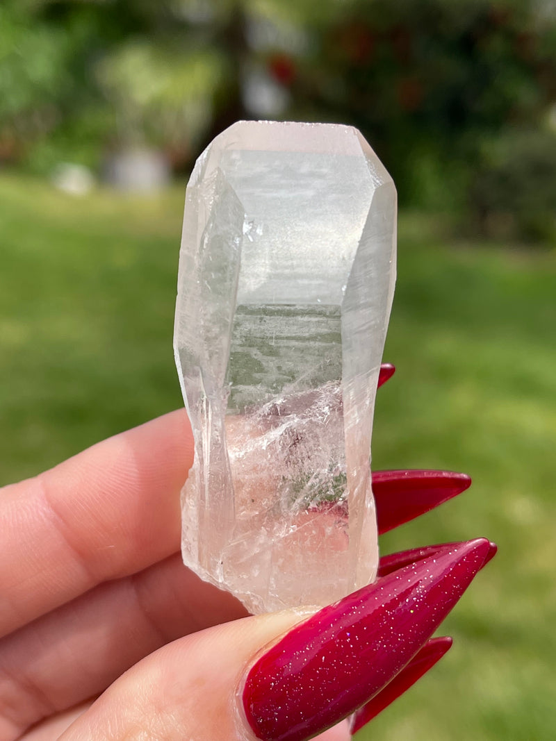 Dauphine Habit Clear Lemurian Seed Crystal from Serra do Cabral, Brazil