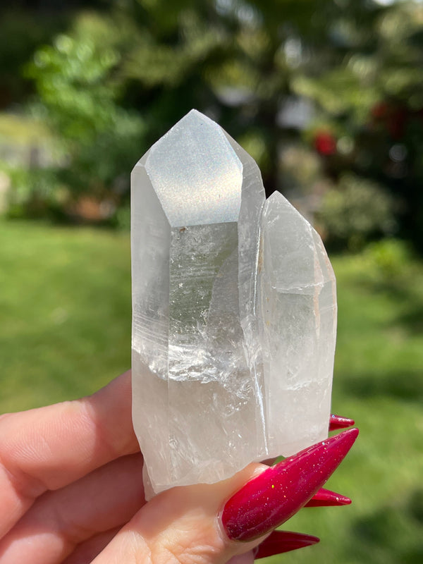 Mother & Child Clear Lemurian Seed Crystal from Serra do Cabral, Brazil