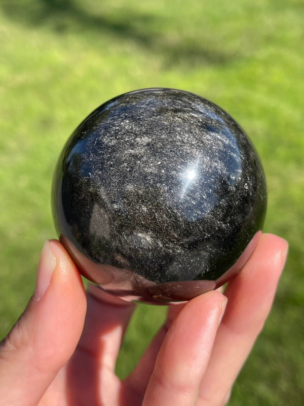 Silver Sheen Obsidian Sphere, Obsidian Sphere, Scrying tool, Crystal Ball, Crystal Sphere, Black Crystal, Obsidian Ball, Silver Obsidian