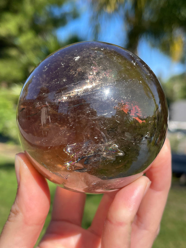 Large natural Smoky Citrine Sphere from Brazil, High-Quality, Un-Treated, Citrine Sphere, Citrine Ball, Natural Citrine, Polished Citrine