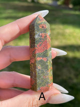 Polished Unakite Jasper Tower, Unakite Jasper Point, Unakite Jasper Wand, Epidote Wand, Epidote Tower, Jasper Tower,Jasper Wand,Jasper Point