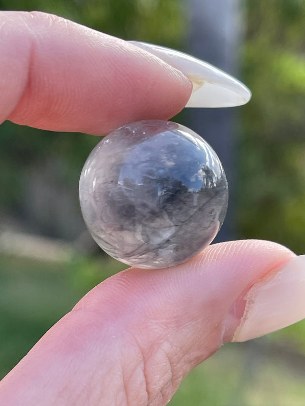 Small Grey Lithium Quartz Sphere, Natural Crystal, Polished Lithium Quartz, Lithium Quartz Ball, Small Lithium Quartz, Lithium Quartz Pocket