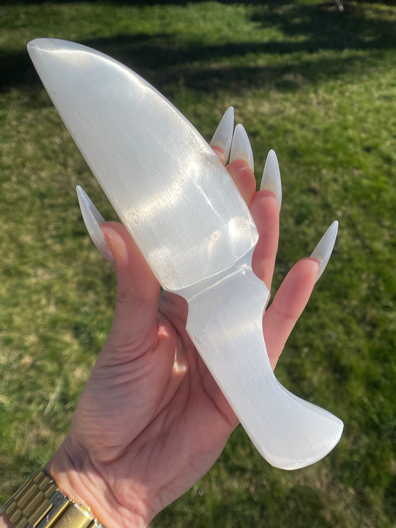 Large Carved Selenite Sword/Dagger/Knife, Selenite Sword, Selenite Dagger, Selenite Knife, Crystal Knife, Crystal Sword, Crystal Dagger