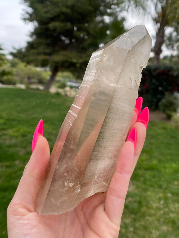 Extreme grade Natural CITRINE Lemurian Seed Crystal from Minas Gerais, Brazil- Penetrator, Ally, Laser, Curved, Rainbows, Isis, Etched