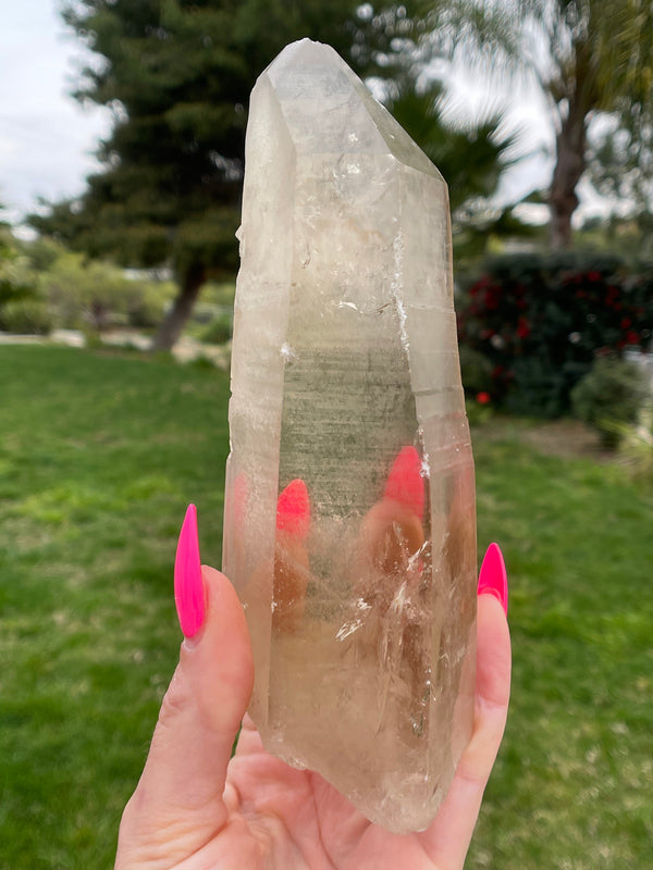 Extreme grade Natural CITRINE Lemurian Seed Crystal from Minas Gerais, Brazil- Penetrator, Ally, Laser, Curved, Rainbows, Isis, Etched