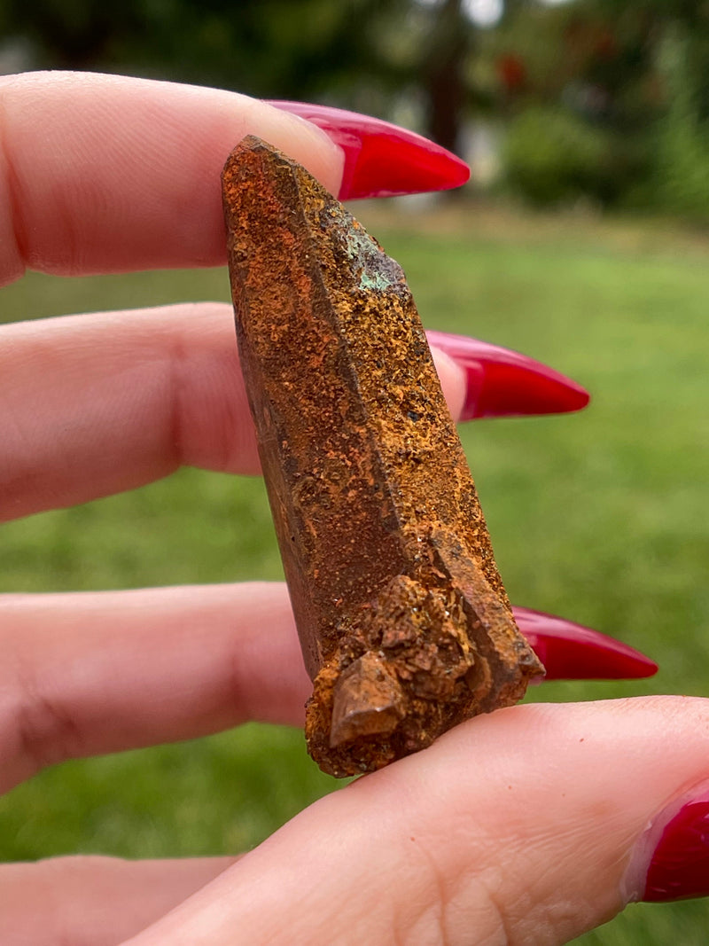 Iron Quartz with Malachite from Morocco, Rare Quartz, Malachite Quartz, Iron Stained Quartz