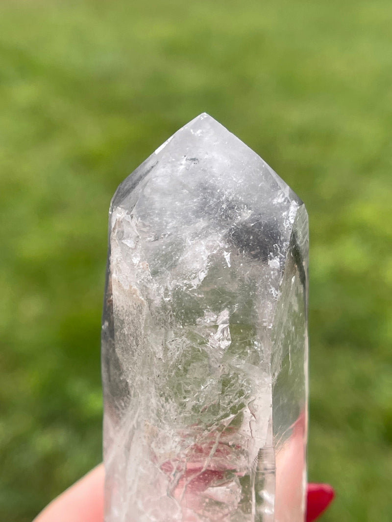 Carbon Phantom Lemurian Seed Crystal from Minas Gerais Brazil, Lemurian Point, Lemurian Point, Black Lemurian, Lemurian Phantom, Carbon