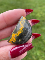 Polished Bumble Bee Jasper Moon, Natural Crystal, Polished Crystal, Bumble Bee Jasper, Yellow Jasper, Pocket Bumble Bee Jasper