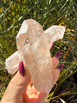 Rare MANIFESTATION Smoky Lemurian Seed Crystal Cluster with Hematite from Brazil, Cross Quartz, Manifestation Quartz, Rare Lemurian