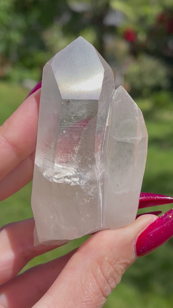 Mother & Child Clear Lemurian Seed Crystal from Serra do Cabral, Brazil