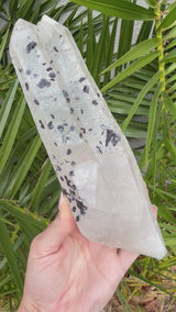 Large Inner Mongolian Quartz point with Hematite Rosettes