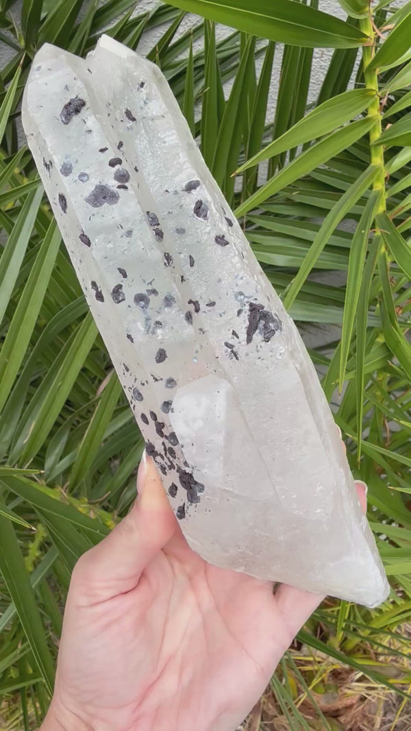Large Inner Mongolian Quartz point with Hematite Rosettes