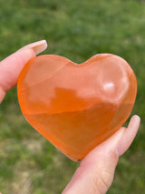 Large Peach Selenite Puffy Heart, Crystal Heart, Orange Selenite, Peach Selenite, Selenite Heart, selenite palmstone, selenite palm stone