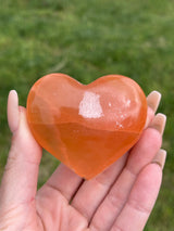 Large Peach Selenite Puffy Heart, Crystal Heart, Orange Selenite, Peach Selenite, Selenite Heart, selenite palmstone, selenite palm stone