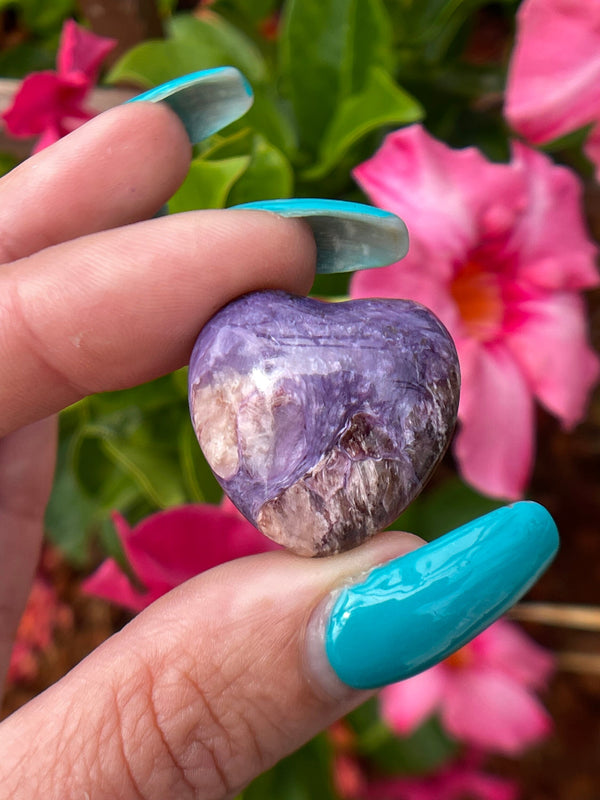 Top Grade Polished Charoite Heart, Natural crystal, Charoite, Charoite Heart,  Charoite Pocket Stone, Purple Crystal