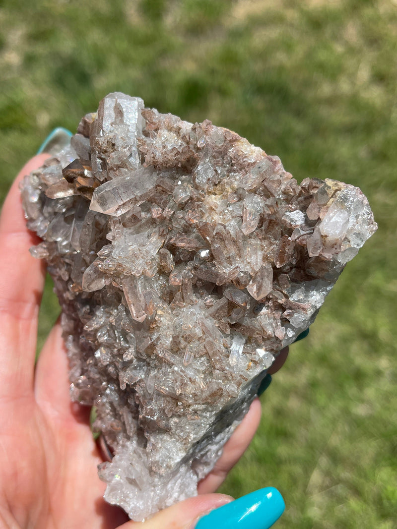 New Find! "SPICY" LEMURIAN Seed Crystal Cluster from Serra do Cabral, Brazil: Hematite, Lithium, Chlorite, Iron, Lemurian Cluster, Rare