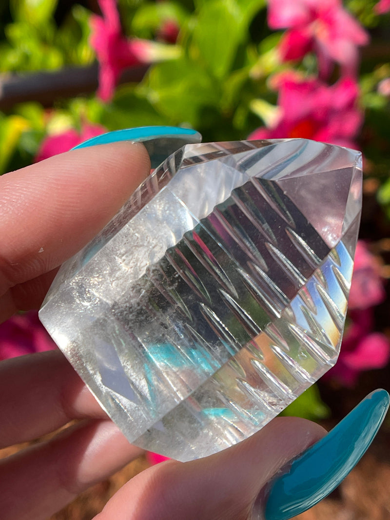 Hand Carved Unique AAA Lemurian Seed Crystal Tower from Brazil, Semi Polished Lemurian, Lemurian Tower, Lemurian Point, Carved Lemurian