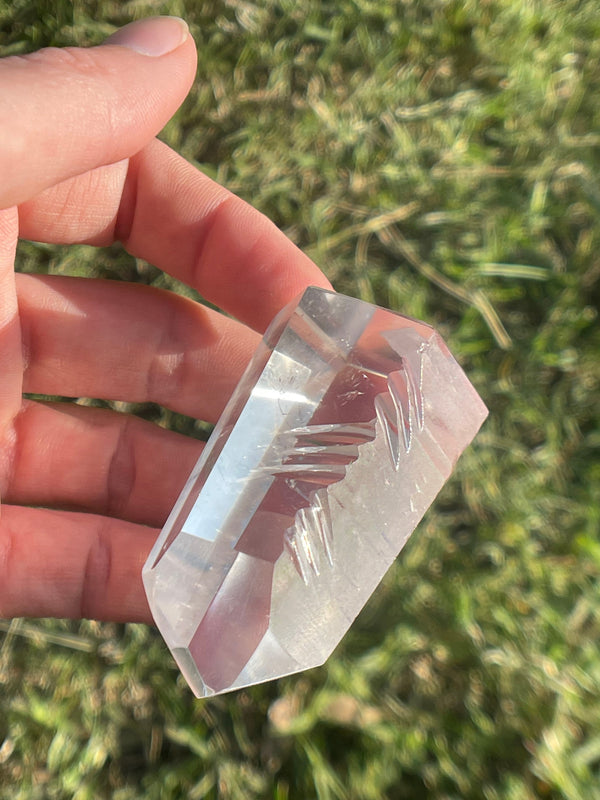 Semi-Polished AAA Grade Lemurian Tower with hand-carved unique engravings