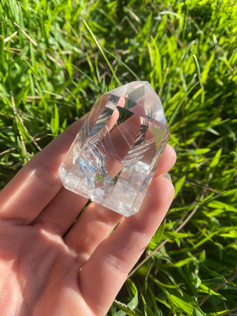 Semi-Polished AAA Grade Lemurian Tower with hand-carved unique engravings