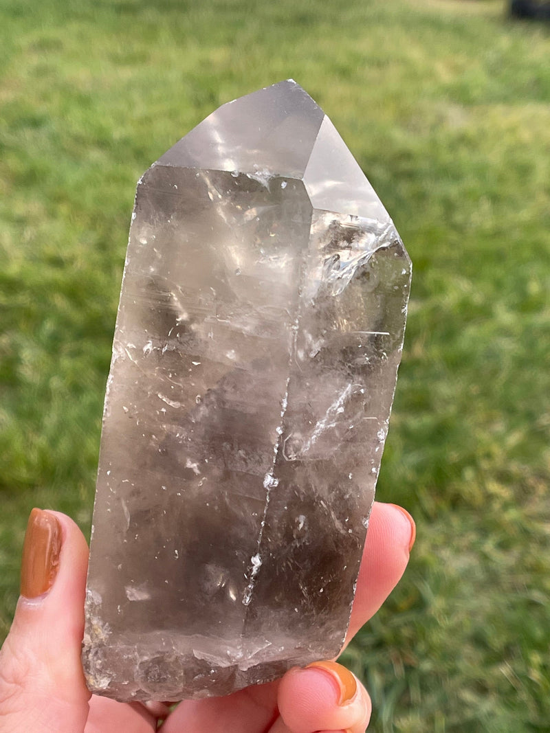 Large SMOKY Lemurian Seed Crystal from Brazil, Rare, Lemurian Point, Lemurian Wand, Smoky Lemurian, Lemurian Point, Large Lemurian