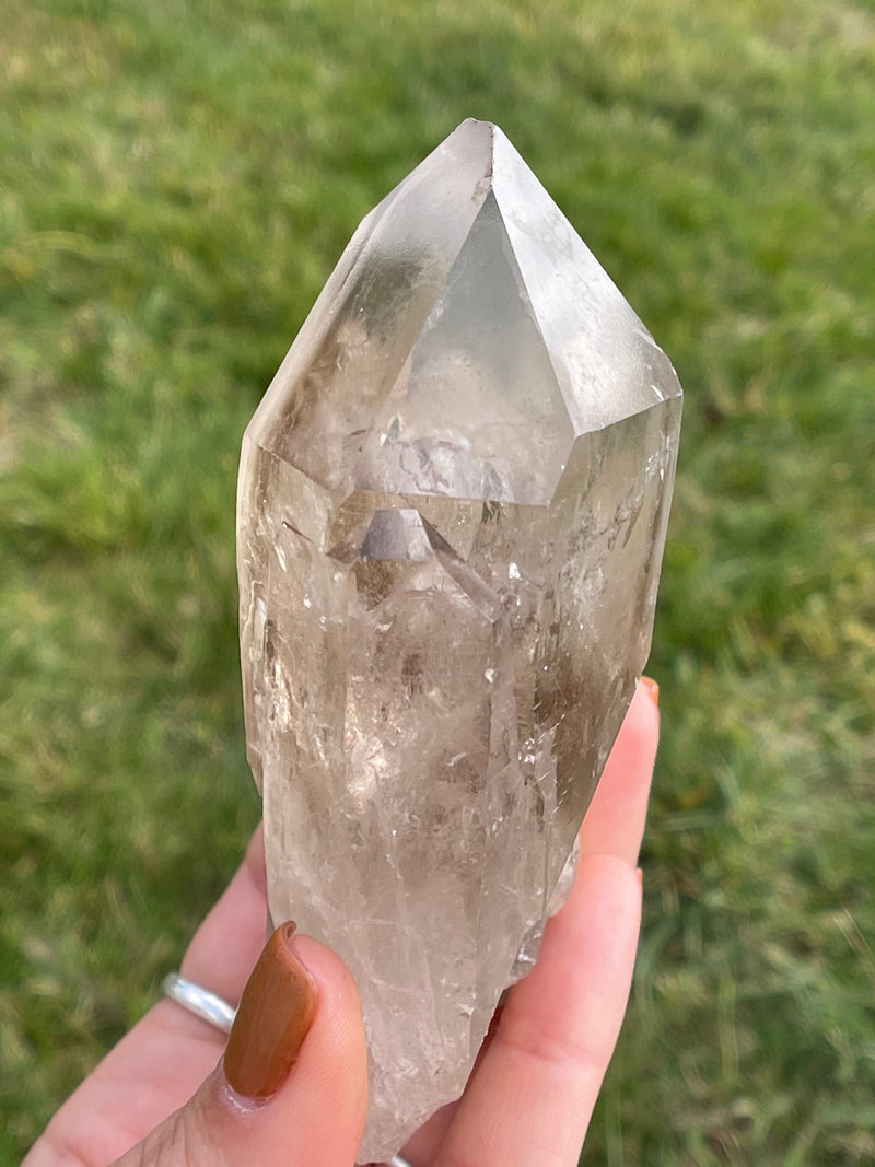 Large NATURAL SMOKY Lemurian Seed Crystal from Brazil, Rare, Lemurian Point, Lemurian Wand, Smoky Lemurian, Lemurian Point, Large Lemurian