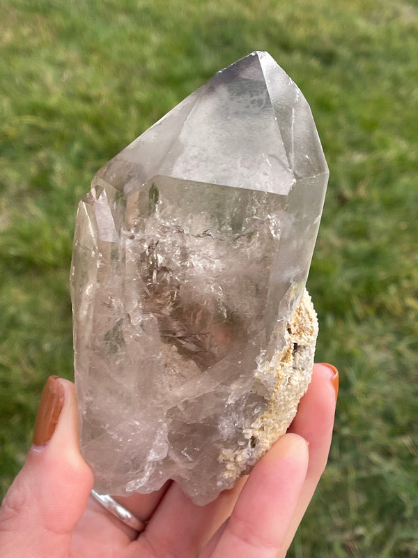 Large NATURAL SMOKY Lemurian Seed Crystal from Brazil, Rare, Lemurian Point, Lemurian Wand, Smoky Lemurian, Lemurian Point, Large Lemurian