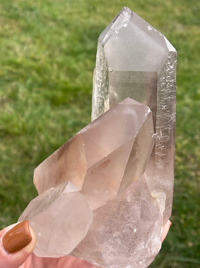 Large SMOKY Lemurian Seed Crystal CLUSTER from Brazil, Rare, Lemurian Point, Lemurian Wand, Smoky Lemurian, Lemurian Point, Large Lemurian