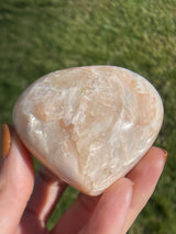Large FLASHY Peach Stilbite Heart from India,Flashy Stilbite, Stilbite India, Crystal Heart,Polished Stilbite, Stilbite Palm, Stilbite Heart