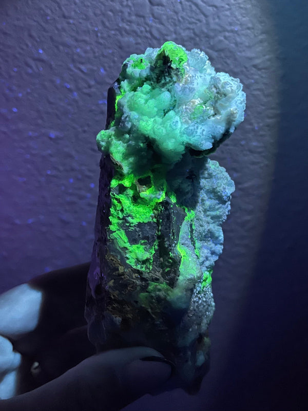 RARE: Fluorescent Quartz with Iron and Hyalite Opal from Namibia, South Africa, Rare Quartz, Hyalite Opal, Rare Mineral, Namibian Quartz
