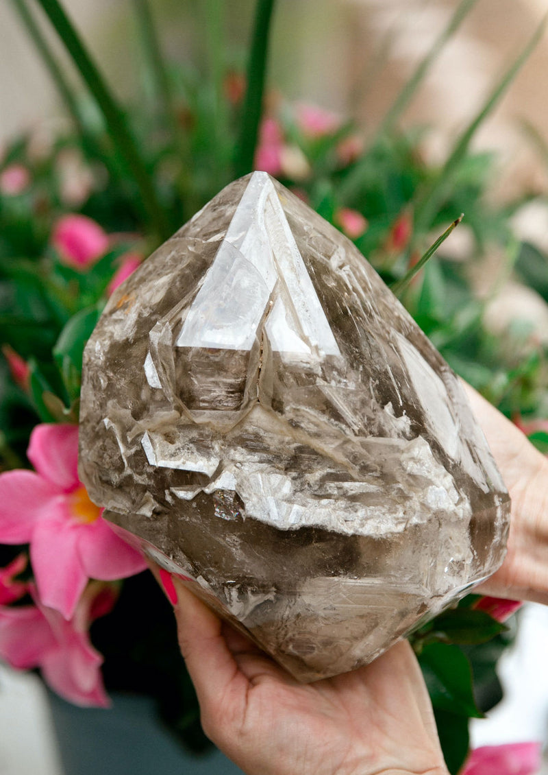 Smoky Elestial Quartz with TWO moving Water Bubbles